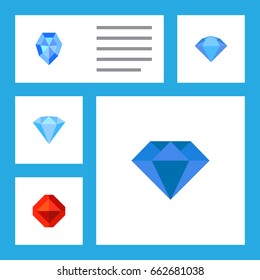 Flat Icon Gem Set Of Treasure, Jewel, Carat And Other Vector Objects. Also Includes Carat, Karat, Treasure Elements.