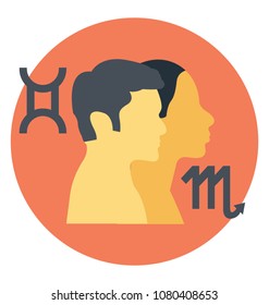 
Flat icon of gemini and capricorn compatibility 
