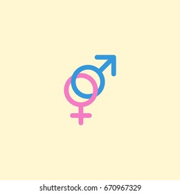 Flat Icon Gender Signs Element. Vector Illustration Of Flat Icon Sexuality Symbol Isolated On Clean Background. Can Be Used As Gender, Sign And Sexuality Symbols.