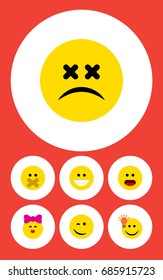 Flat Icon Gesture Set Of Caress, Winking, Wonder And Other Vector Objects. Also Includes Light, Idea, Happy Elements.