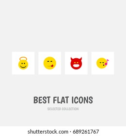 Flat Icon Gesture Set Of Descant, Pouting, Delicious Food And Other Vector Objects. Also Includes Angry, Pouting, Song Elements.