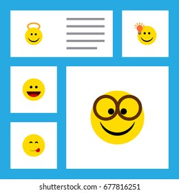 Flat Icon Gesture Set Of Have An Good Opinion, Pleasant, Delicious Food And Other Vector Objects. Also Includes Eyeglasses, Cheerful, Angel Elements.