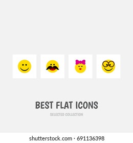 Flat Icon Gesture Set Of Joy, Caress, Pleasant And Other Vector Objects. Also Includes Joy, Whiskers, Kiss Elements.