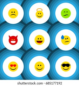 Flat Icon Gesture Set Of Pouting, Laugh, Frown And Other Vector Objects. Also Includes Face, Sad, Frown Elements.
