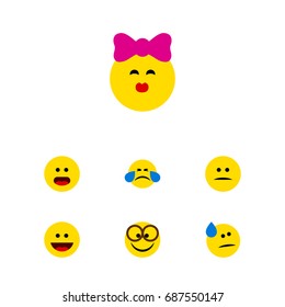 Flat Icon Gesture Set Of Tears, Wonder, Laugh And Other Vector Objects. Also Includes Laugh, Mood, Sad Elements.