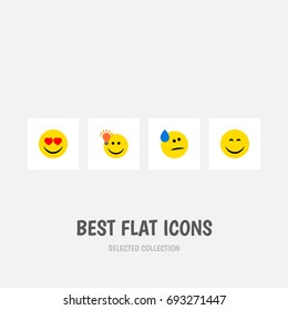 Flat Icon Gesture Set Of Tears, Smile, Have An Good Opinion And Other Vector Objects. Also Includes Light, Sad, Idea Elements.