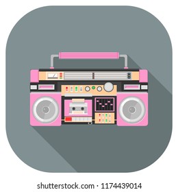 Flat Icon Ghetto blaster Icon.
1980s vintage retro audio technology.
