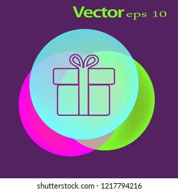 Flat icon. Gift box.