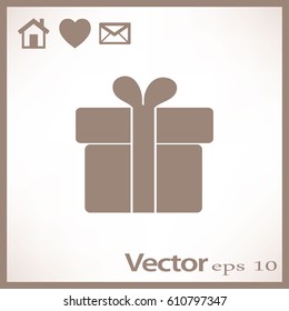 Icono plano. Caja de regalo.
