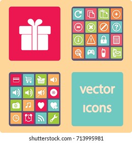 Icono plano. Caja de regalo.