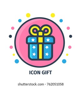  Flat Icon Gift Box Or Happy Birthday For Project, Cute and Editable