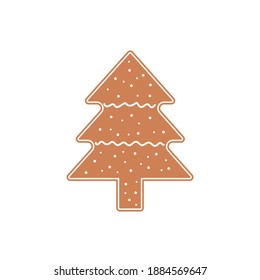 Flat icon gingerbread Christmas tree isolated on white background. Vector illustration.