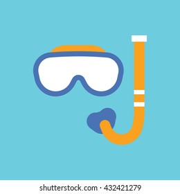 flat icon of giving mask with snorkel, colored and solid. Isolated vector illustration.