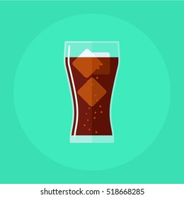 flat icon Glass of cola with ice