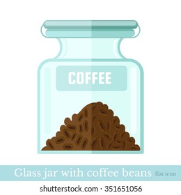 flat icon glass jar with coffee beans