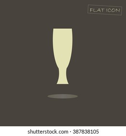 Flat icon glass. Light glass on a dark background. Icon vector