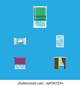 Flat Icon Glass Set Of Balcony, Glazing, Cloud And Other Vector Objects. Also Includes Glass, Balcony, Cloud Elements.