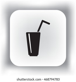 Flat icon. A glass with a straw. Drink.
