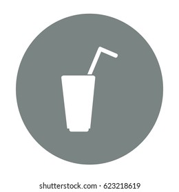 Flat icon. A glass with a straw. Drink.