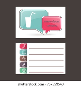 Flat icon. A glass with a straw. Drink.