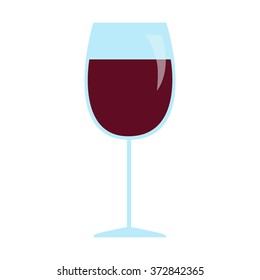 Vaso de vino de icono plano. Ilustración vectorial.