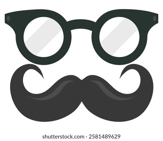 Flat icon of glasses with moustache graphic trendy vector design isolated on white background.