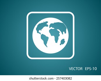Flat icon of globe