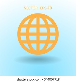 Flat icon of globe