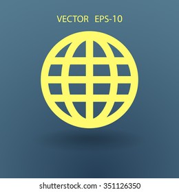 Flat icon of globe