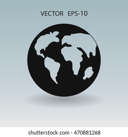 Icono plano del globo terráqueo