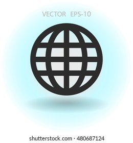 Flat icon of globe