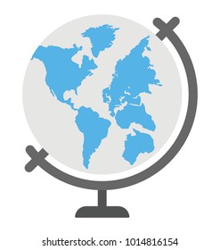 
Flat icon of a globe fixed in a stand 
