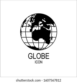 Flat icon of a globe or planet earth map. Flat maps for logos, applications and websites