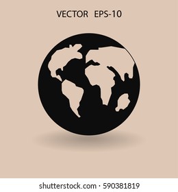 Flat icon of globe. vector illustration