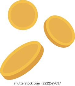 A flat icon of gold coins, suitable for use in web pages, apps, and other systems as illustrations