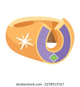 Flat icon of a gold horseshoe ring 