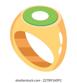 Flat icon of a gold signet ring 