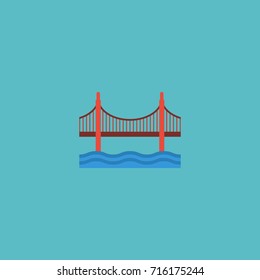 Flat Icon Golden Gate Element. Vector Illustration Of Flat Icon Bridge Isolated On Clean Background. Can Be Used As Golden, State And Bridge Symbols.