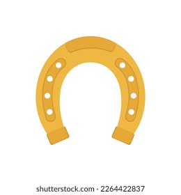 Flat icon golden horseshoe isolated on white background. Lucky St. Patrick's day symbol. Vector illustration.