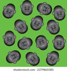 Flat icon gorilla textures isolated on green background. Vector illustration.