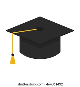 Flat icon graduation cap isolated on white background. Vector illustration.