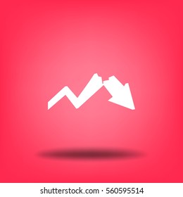 Flat icon. Graph collapse.