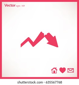 Flat icon. Graph collapse.