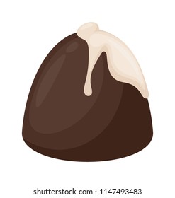 
Flat icon graphic of dark chocolate candy covered with white chocolate sauce
