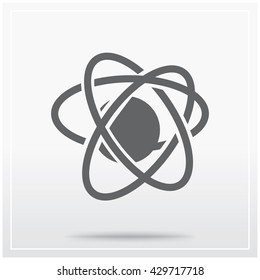 Flat icon of graphical symbol of atom or molecule. Vector illustration