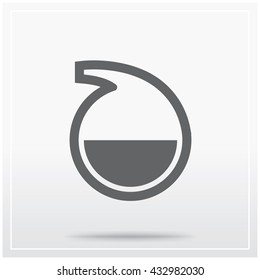Flat icon of graphical symbol of laboratory glassware, chemical reactions or chemistry in general. Vector illustration