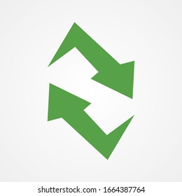 Flat icon of graphical symbol of movement, rotation, cyclic recurrence, Arrows cycle vector icon illustration isolated on white background etc. Vector illustration