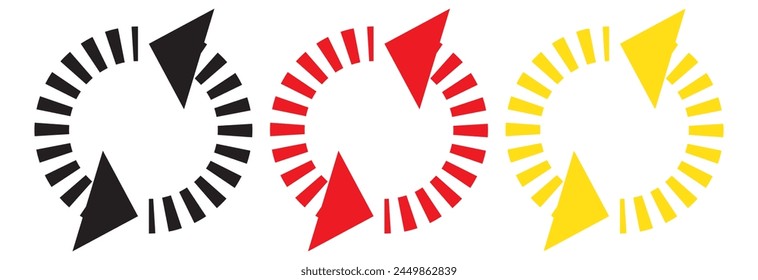 Icono plano de símbolo gráfico de movimiento, rotación, recurrencia cíclica, etc. Ilustración vectorial