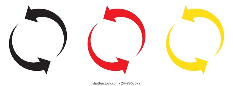 Flat icon of graphical symbol of movement, rotation, cyclic recurrence, etc. Vector illustration