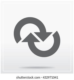 Flat icon of graphical symbol of movement, rotation, cyclic recurrence, etc. Vector illustration